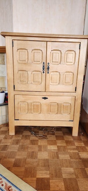 Meuble chêne clair massif Bar- Hifi 130x104x47, Enlèvement