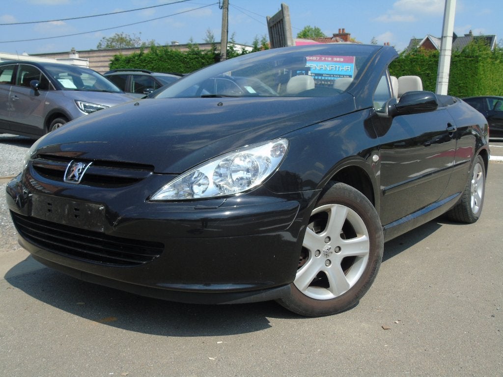 Peugeot 307cc Cabrio 1.6i Benzine *2005 *Leder *Airco, Voorwielaandrijving, Zwart, 4 cilinders, Cabriolet