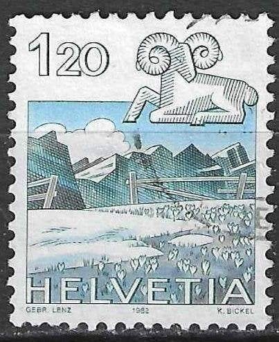 Suisse 1982 - Yvert 1158 - Zodiac - Bélier (ST), Envoi, Affranchi