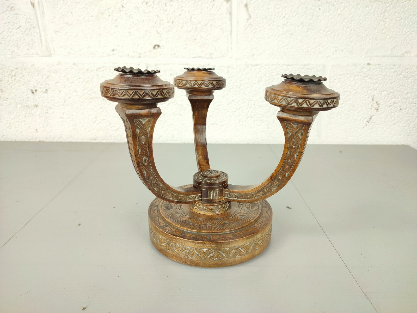 oude houten kandelaar, Antiek en Kunst, Antiek | Kandelaars, Ophalen of Verzenden