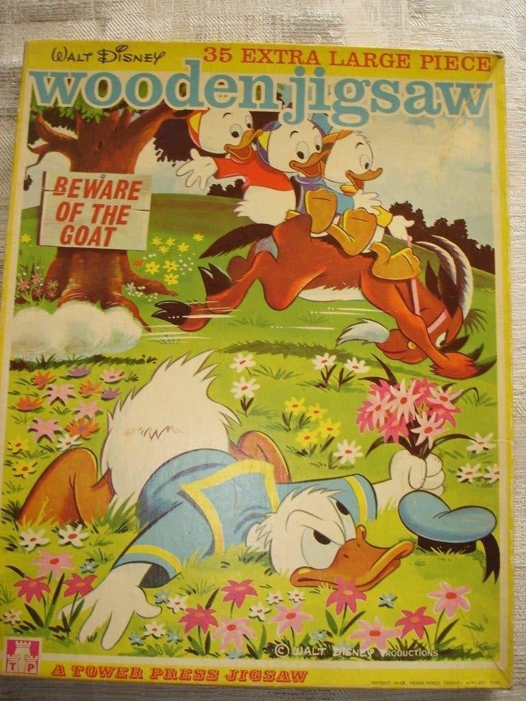 Puzzel Walt Disney Donald gets Butted wooden  Jigsaw, Verzamelen, Ophalen of Verzenden, Donald Duck, Gebruikt, Overige typen