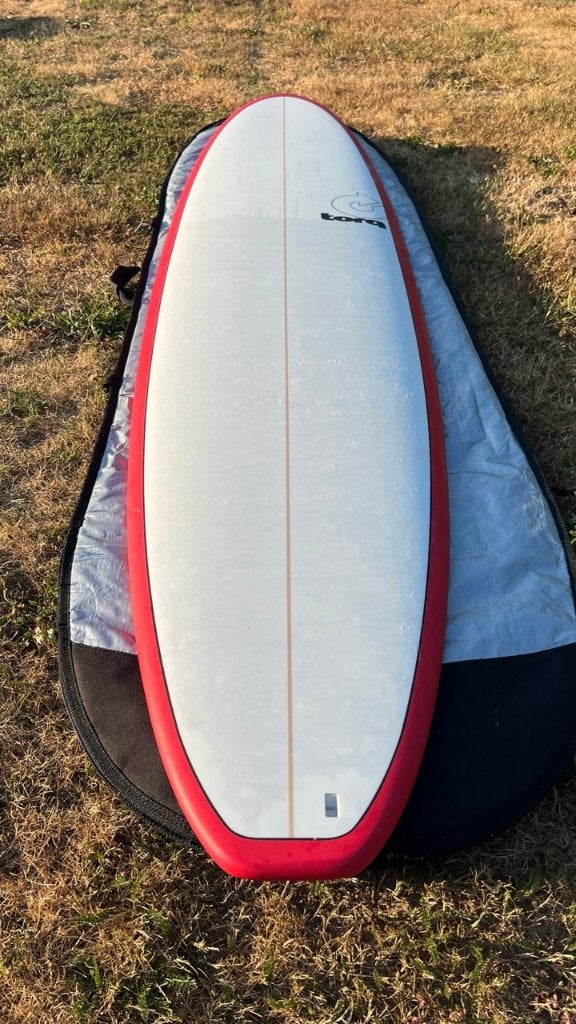 Torq TET 8.0 surfboard - met schade, Watersport en Boten, Ophalen, Zo goed als nieuw, Longboard, Met vinnen