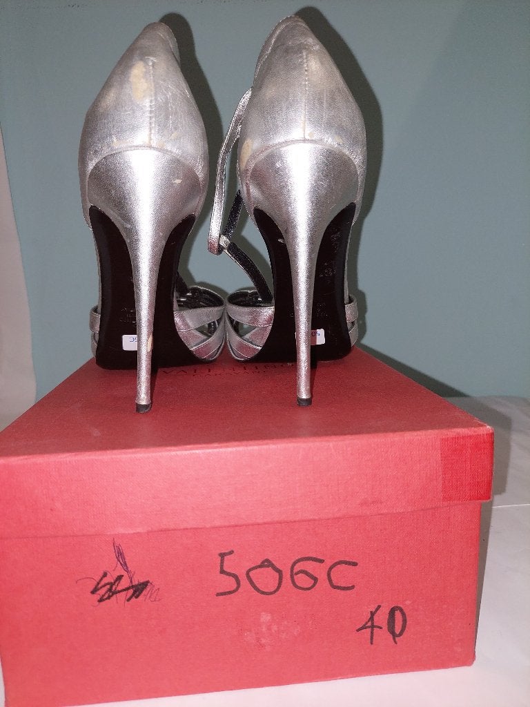 506C* VALENTINO sexy sandales argent authentiques (40), Autres couleurs, Chaussures à haut talons, Porté, Valentino