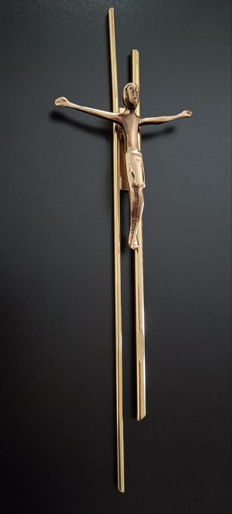 Crucifix vintage en laiton., Enlèvement ou Envoi, Comme neuf