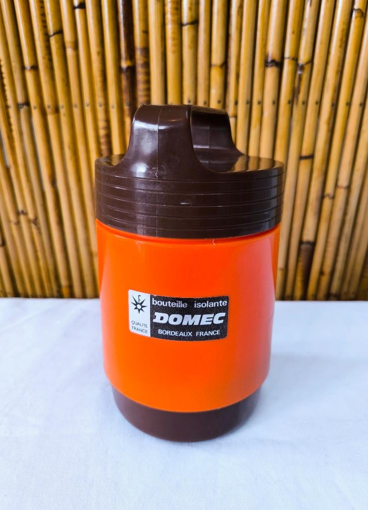 Bouteille isotherme vintage 1970 Domec en plastique orange, Enlèvement ou Envoi