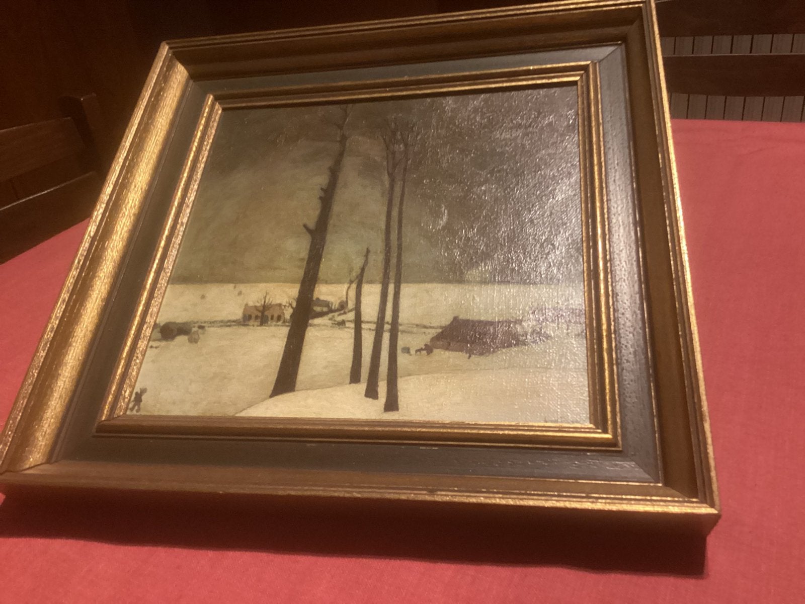 Winterlandschap  schilderij ., Enlèvement, Paysage, Toile