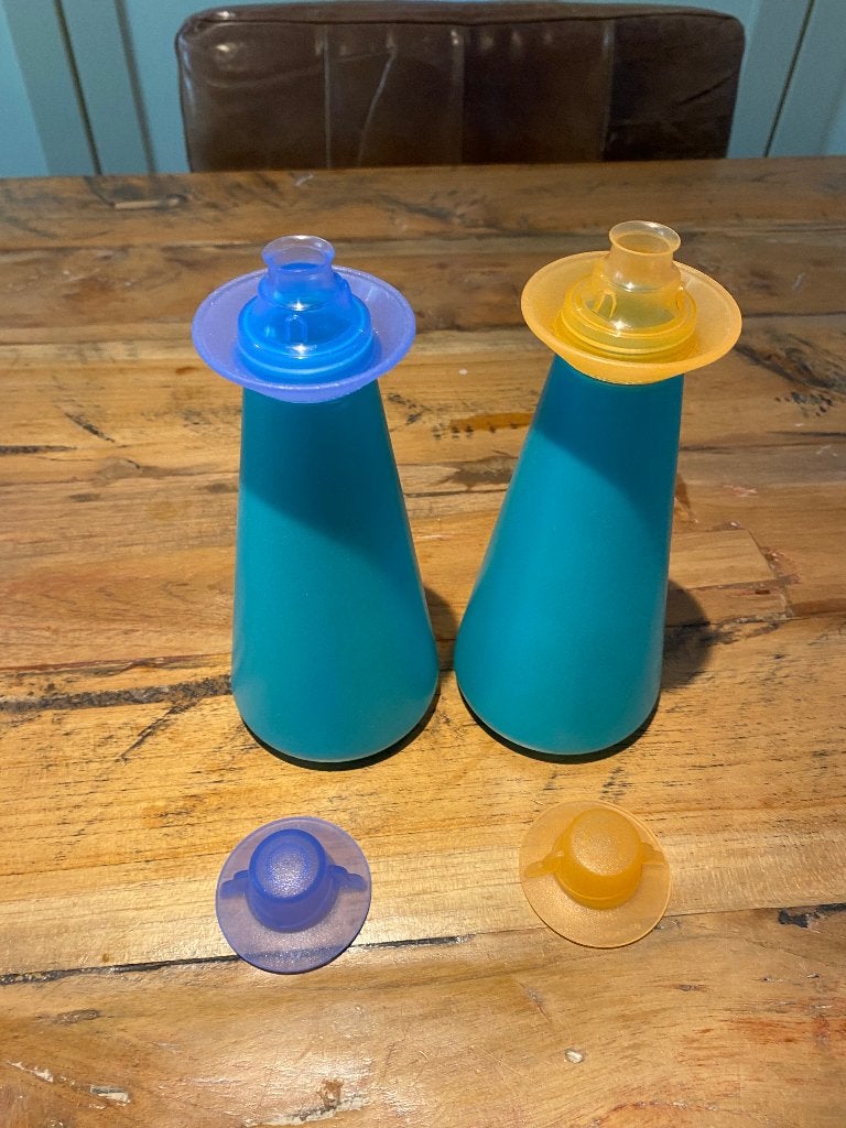 Tupperware olie en azijn flesjes, Huis en Inrichting, Ophalen of Verzenden, Groen