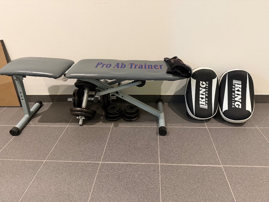 Fitnessbank + gewichten (+boks materiaal), Sport en Fitness, Ophalen, Gebruikt