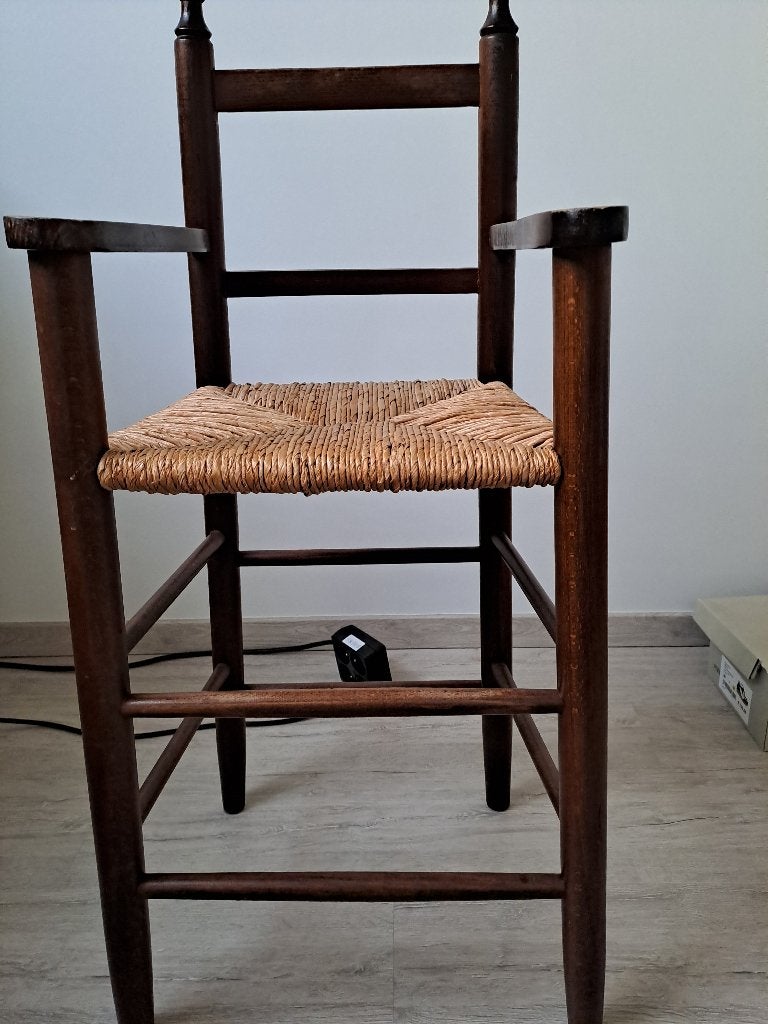 Vintage eetstoel met rieten zitting, Kinderen en Baby's, Ophalen, Gebruikt, Overige typen