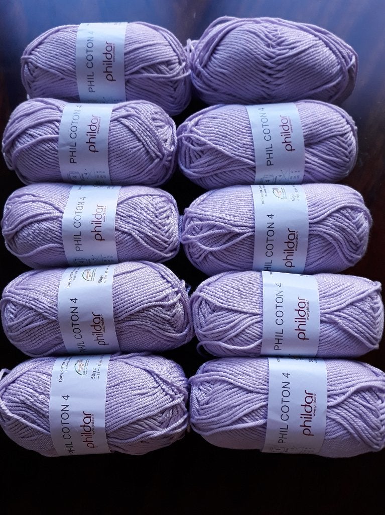 10 st. Phildar Phil Cotton 4 - haken breien Lila  NOG NIEUW, Ophalen, Nieuw, Breien of Haken, Wol of Garen