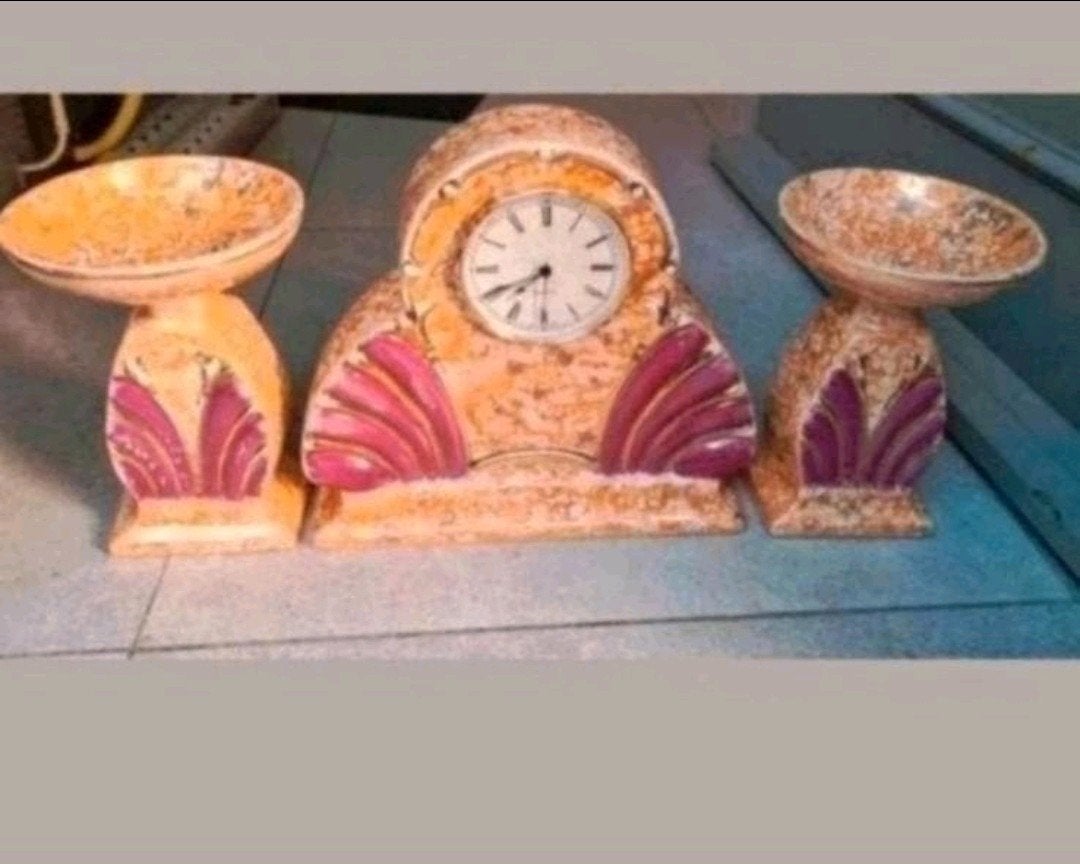 Prachtige Art Deco klok met twee bijpassende schalen., Antiek en Kunst, Ophalen of Verzenden