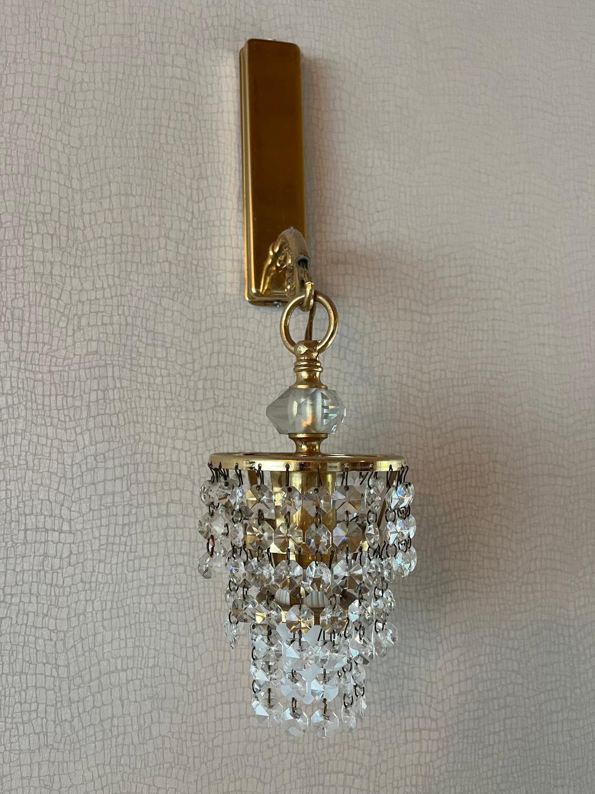 Set van 2 vintage wandlampen – kristallen hangers, Ophalen, Zo goed als nieuw