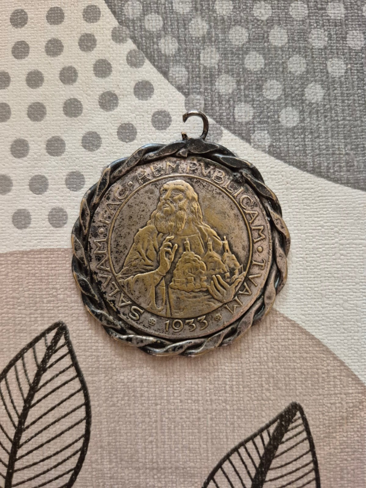 Pendentif vintage Médaille/Pièce Argent 20 Lires San Marino, Enlèvement ou Envoi, Utilisé, Argent, Argent