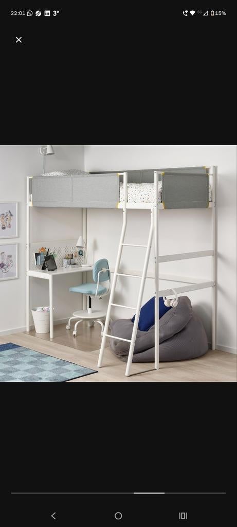 Hoogslaper Ikea Vitval te koop, 90 cm, Une personne, Enlèvement, Utilisé