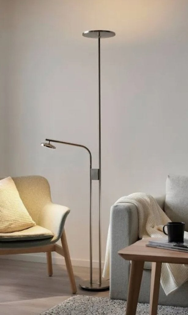 IKEA ISJAKT Staande led-lamp uplight/leeslamp, Ophalen, Zo goed als nieuw, Metaal