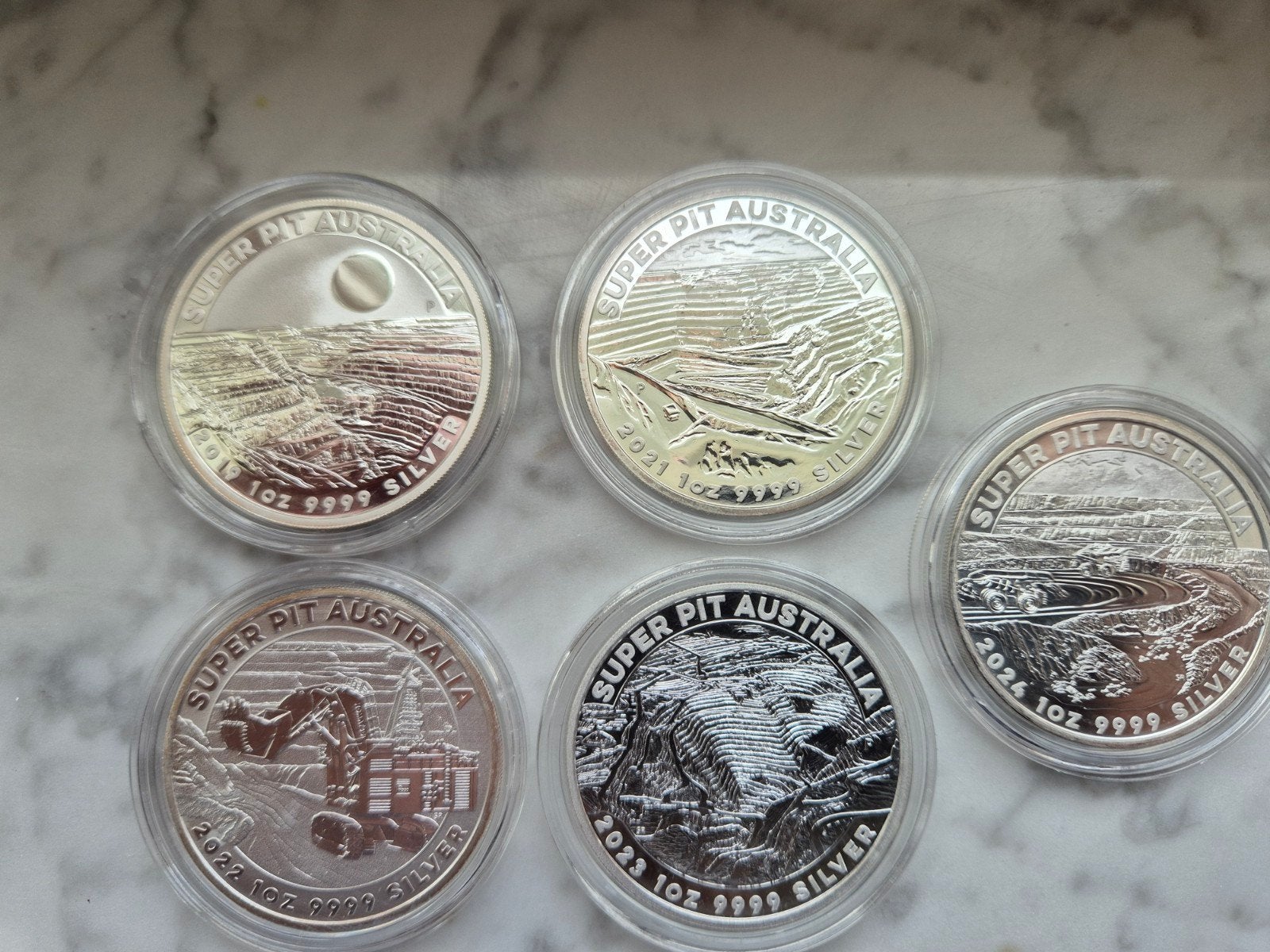 5x 1oz 9999 silver - Australia - Super pit series, Enlèvement, Argent