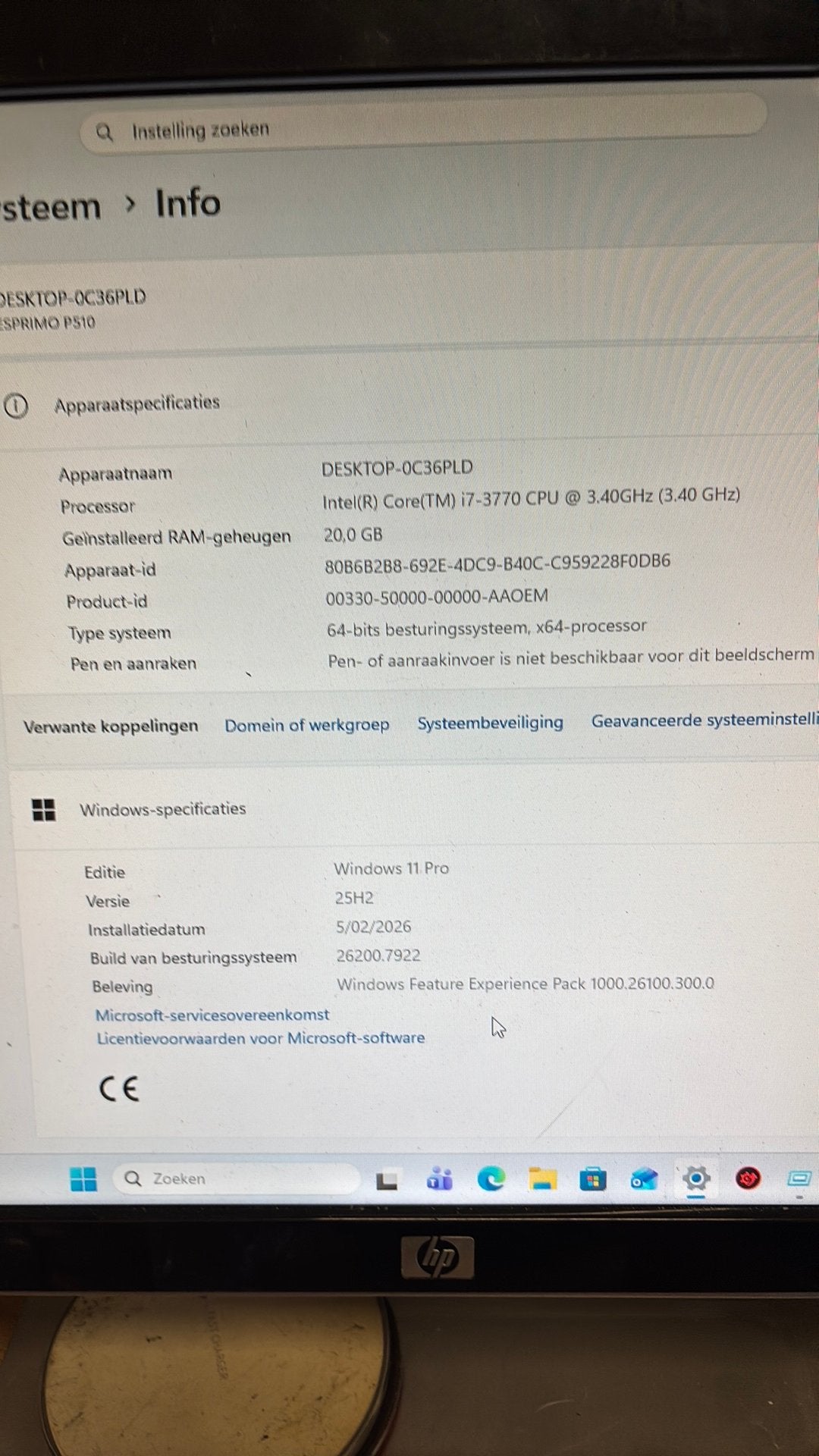 Pc Windows 11 i7 3770 340GHZ 20GB RAM, Ophalen of Verzenden, Zo goed als nieuw