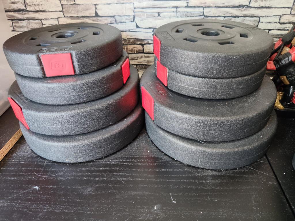 Complete halterbank met halter en 30 kg aan gewichten, Sport en Fitness, Fitnessmaterialen, Ophalen