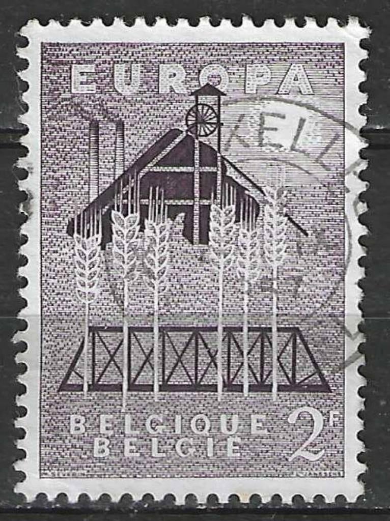 Belgique 1957 - Yvert/OBP 1025 - Europe - Six épis de b (ST), Envoi, Affranchi, Oblitéré, Europe