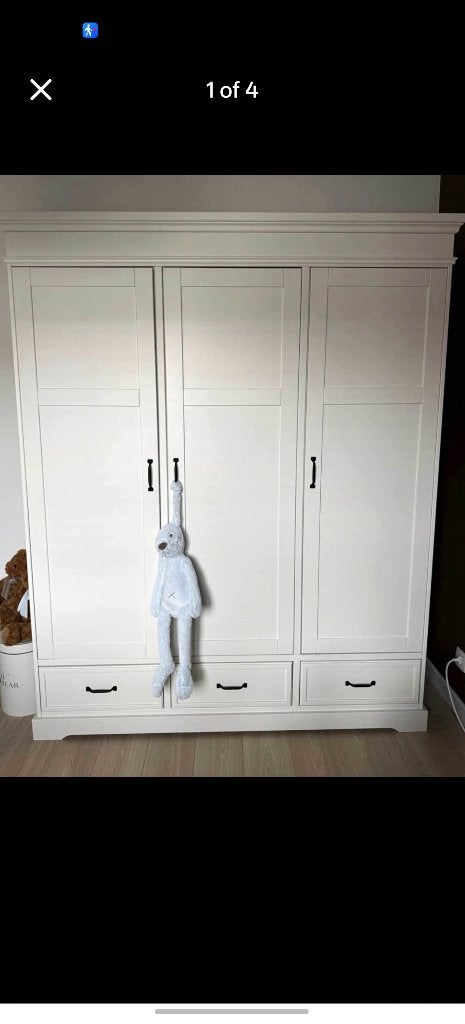 Mooie witte kledingkast met groef, Ophalen, 150 tot 200 cm, 150 tot 200 cm, Overige houtsoorten