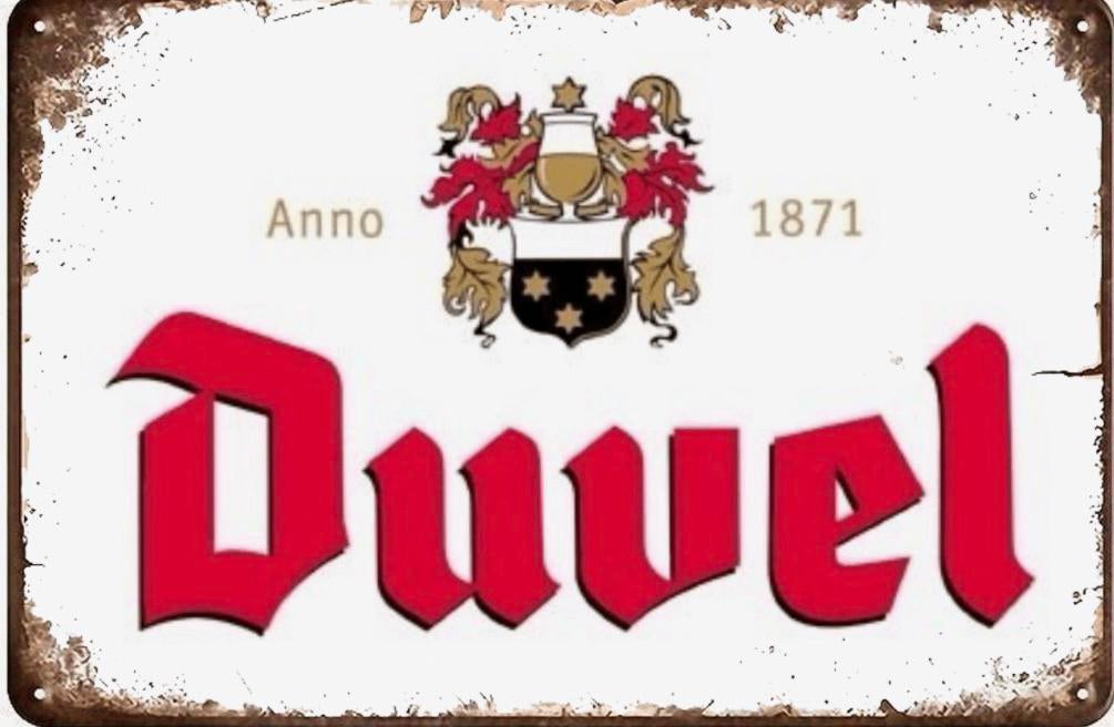 Metalen reclamebord Duvel logo embleem retro vintage mancave, Ophalen of Verzenden, Zo goed als nieuw, Reclamebord, Plaat of Schild