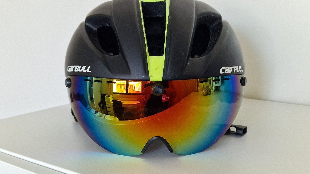 Fietshelm met visier, Ophalen, Gebruikt, L, Heer of Dame