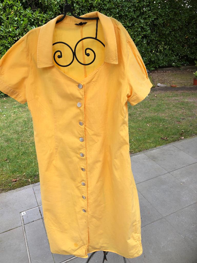 Geel linnen kleed, Enlèvement, Taille 46/48 (XL) ou plus grande, Jaune
