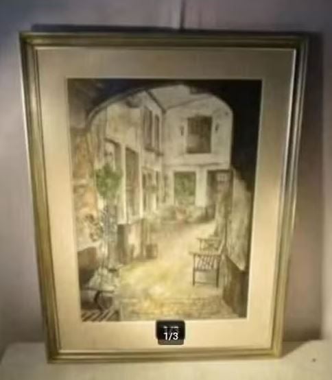 Mooi Oud Aquarel 'Gezellige Binnenkoer' - Suykerbuyk, Ophalen of Verzenden, Gesigneerd, Aquarel, Overige onderwerpen