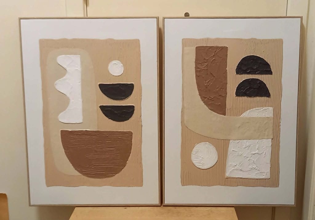 DEUX GRANDS TABLEAUX "J-LINE", Comme neuf, Enlèvement, Avec système de suspension, Bois
