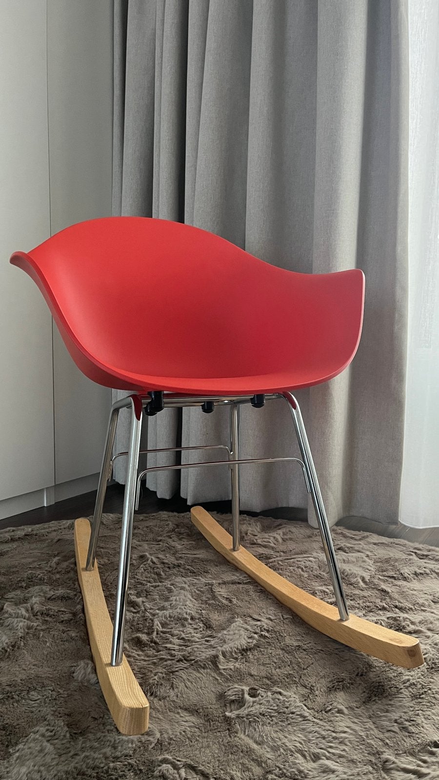 Schommelstoel Juntoo - kuipstoel - stijl Hay, Huis en Inrichting, Ophalen, Kunststof, Zo goed als nieuw, Rood