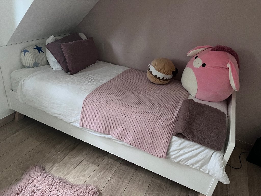 Bopita bed 1-persoons, Ophalen, 85 tot 100 cm, Zo goed als nieuw, Lattenbodem