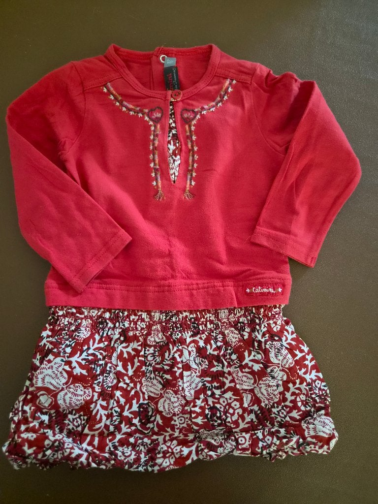 Robe 2-en-1 trompe-l'œil CATIMINI 12 mois - Comme neuve, Catimini, Robe ou Jupe, Comme neuf, Enlèvement