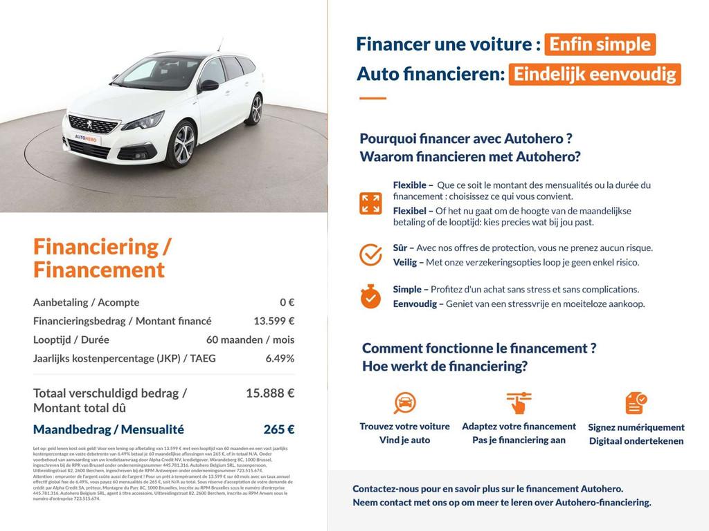 Peugeot 308 1.2 PureTech GT Pack (bj 2020), Auto's, Peugeot, Voorwielaandrijving, 1199 cc, Wit, 96 kW