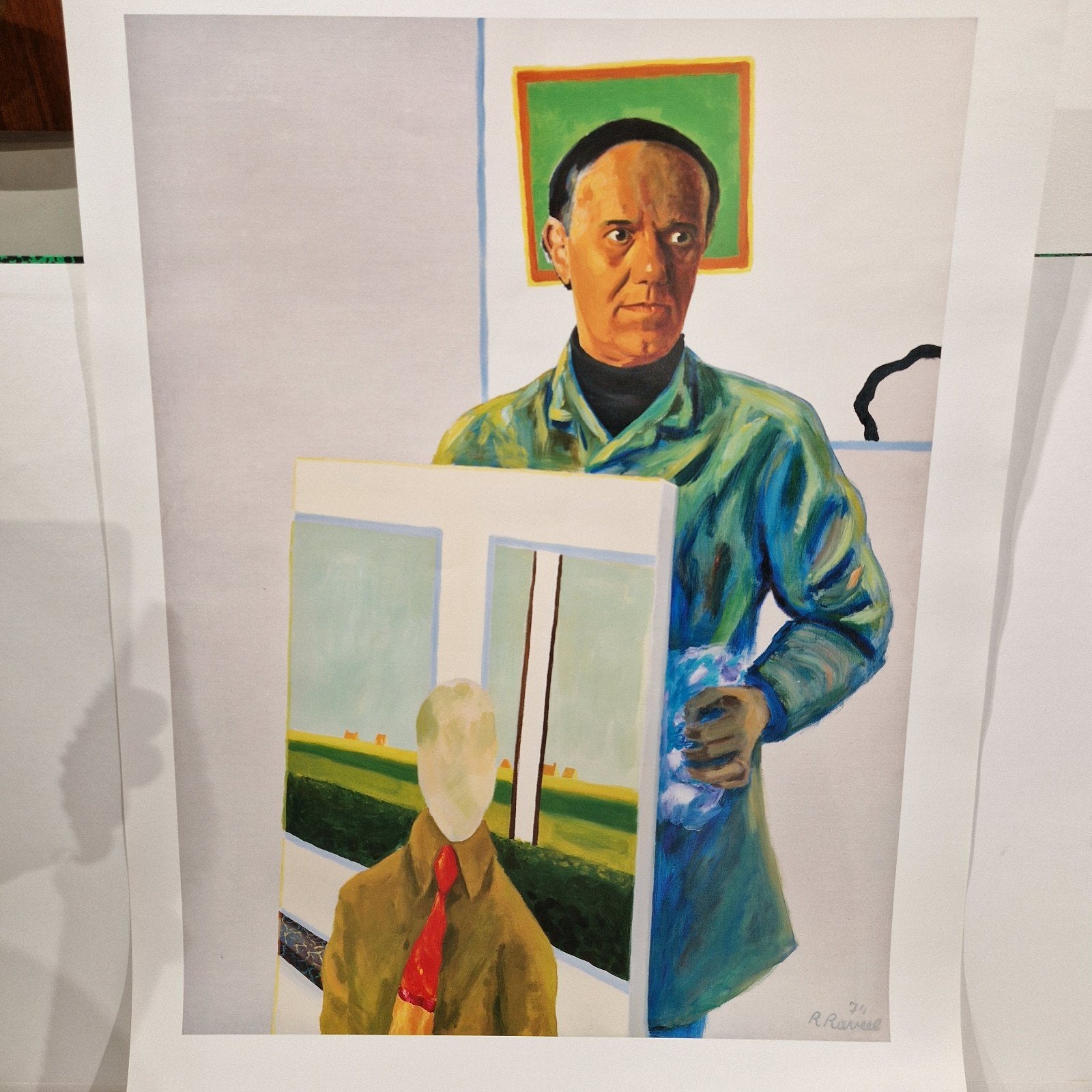 Roger Raveel , Zelfportret met schilderij 1971, Ophalen of Verzenden