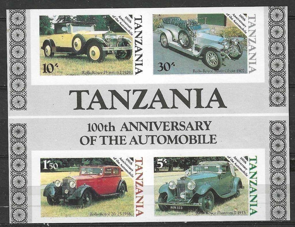 Tanzanie 1986 - Yvert block 42 - 100 ans de Rolls Royce (PF), Timbres & Monnaies, Timbres | Afrique, Envoi, Tanzanie, Non oblitéré