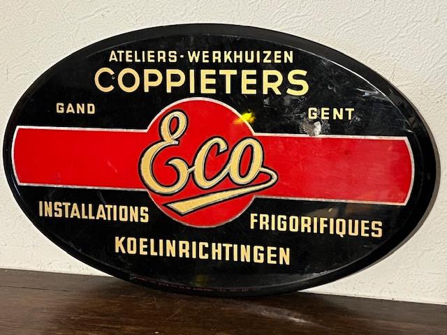 Oud glacoïde reclamebordje van ECO coppieters Gent, Verzamelen, Ophalen