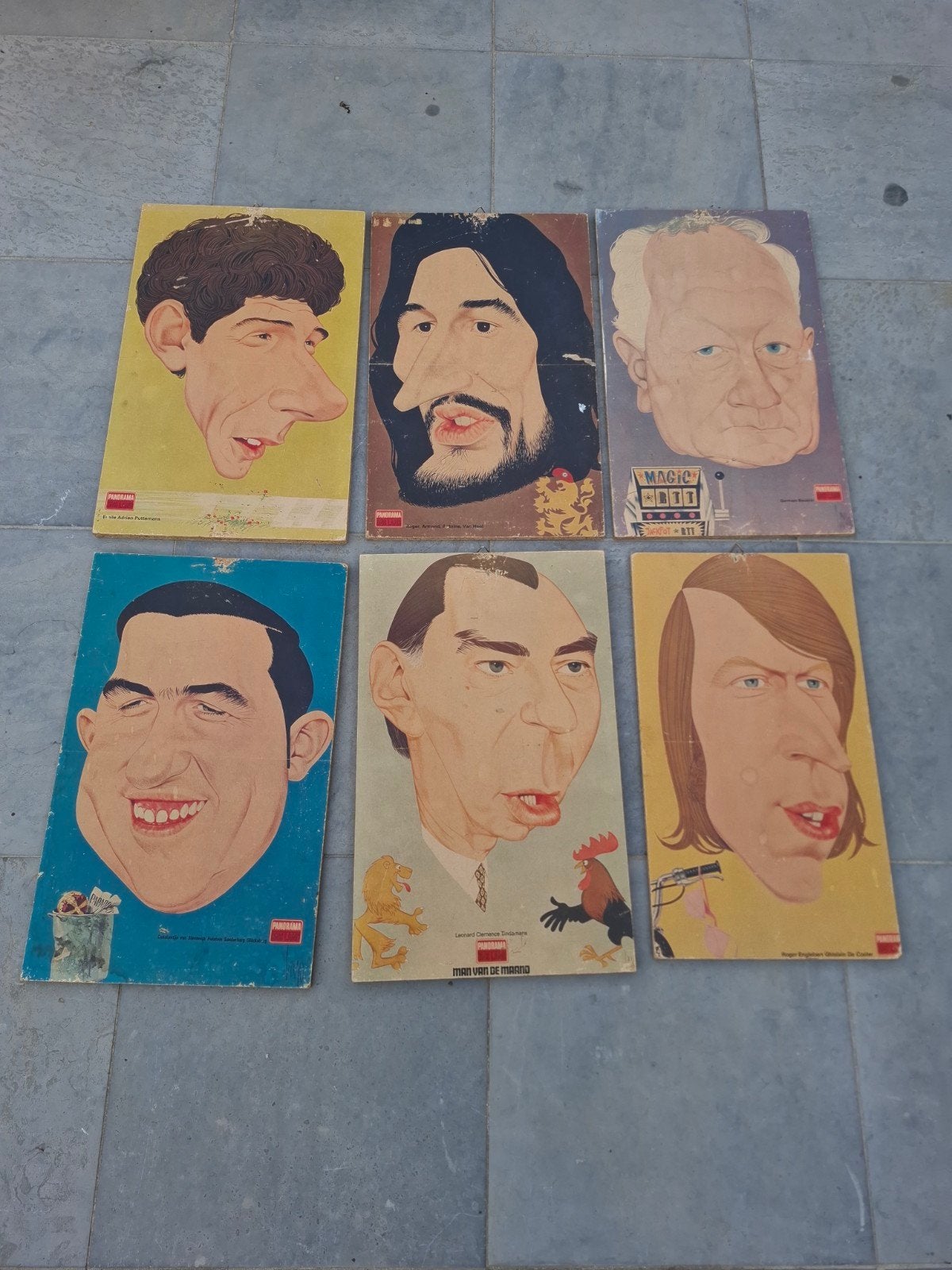 6 vintage karikatuur prenten, Enlèvement