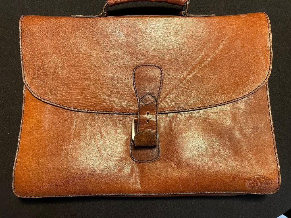 Akte / School tas, leer, Handtassen en Accessoires, Tassen | Schooltassen, Ophalen, Bruin, Aktetas of Boekentas, 40 tot 50 cm
