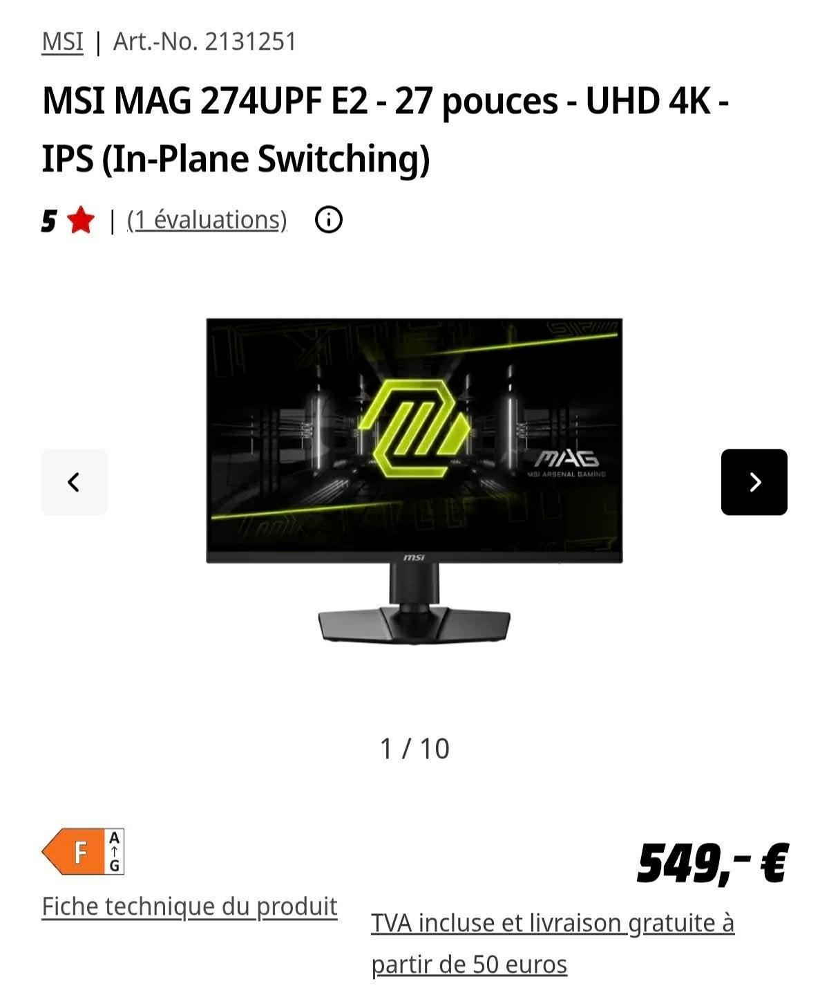 écran gaming 4k MSI mag, Games en Spelcomputers, Ophalen