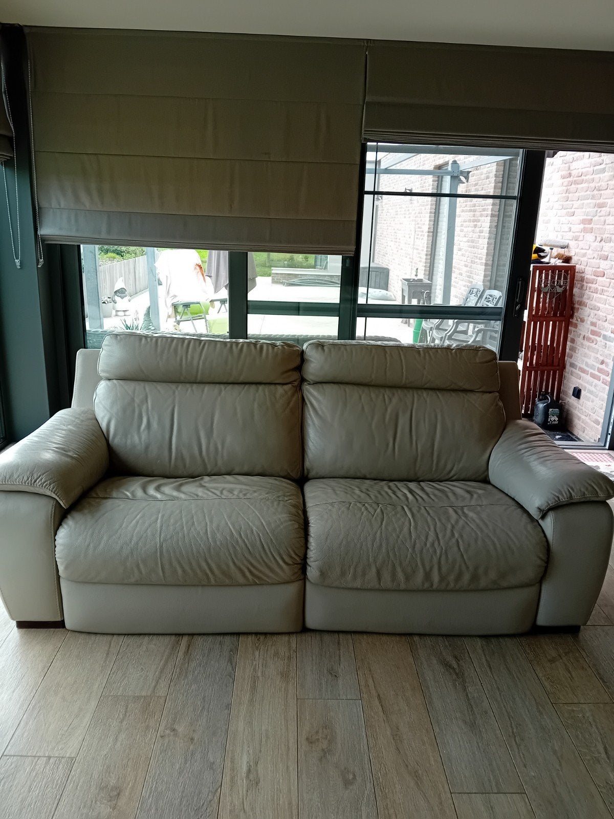 zetel met relax, Huis en Inrichting, Ophalen, Gebruikt, Leer, Rechte bank