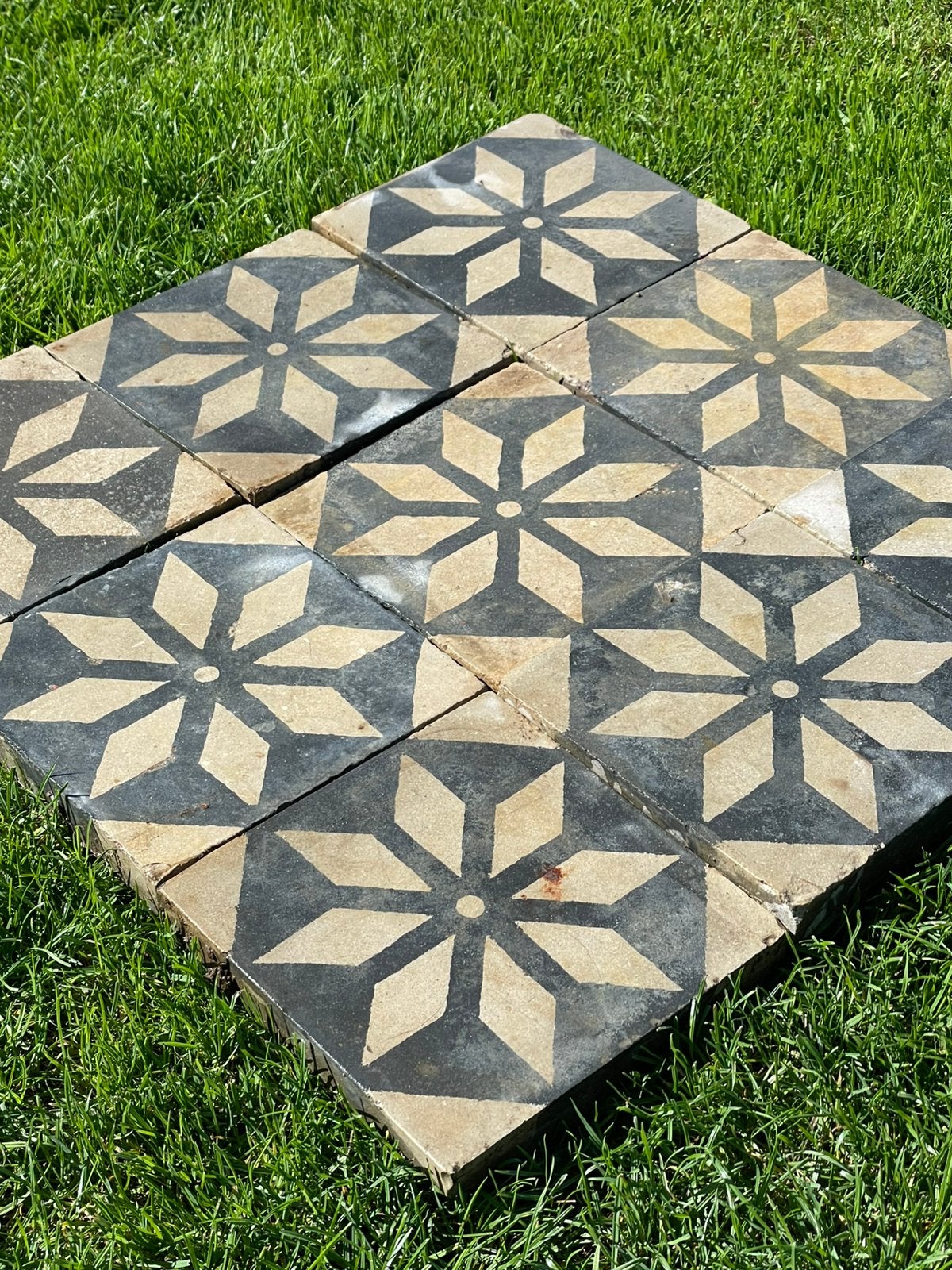 Antieke Cementtegels (17x17 cm) – Sterpatroon met Stip, Doe-het-zelf en Bouw, Ophalen, Gebruikt, Overige materialen, Vloertegels