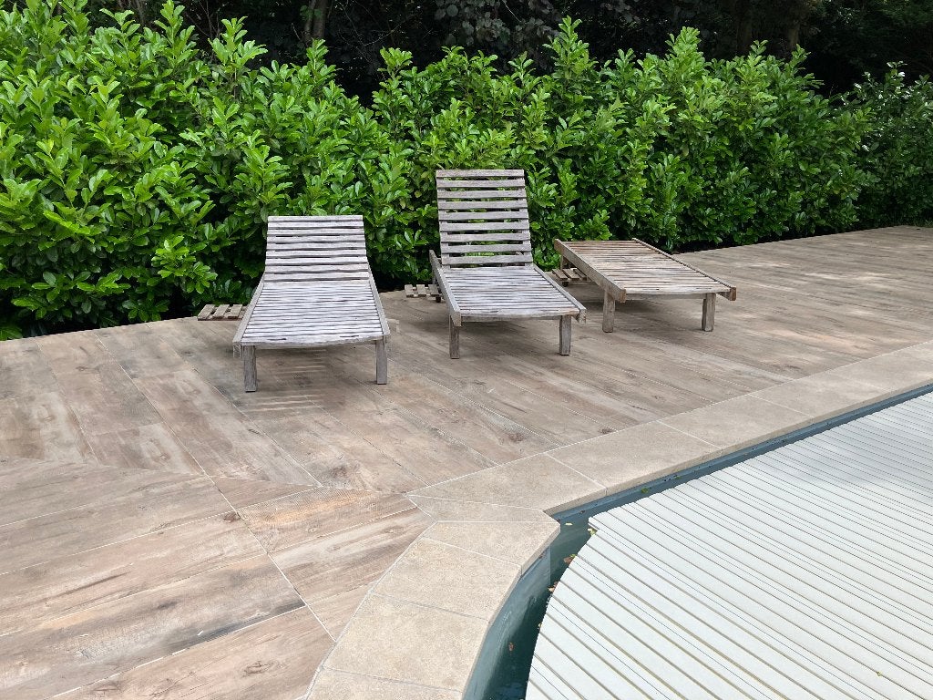 Lits de terrasse en teck, Jardin & Terrasse, Chaises longues, Enlèvement, Utilisé, Bois de teck, Mobile