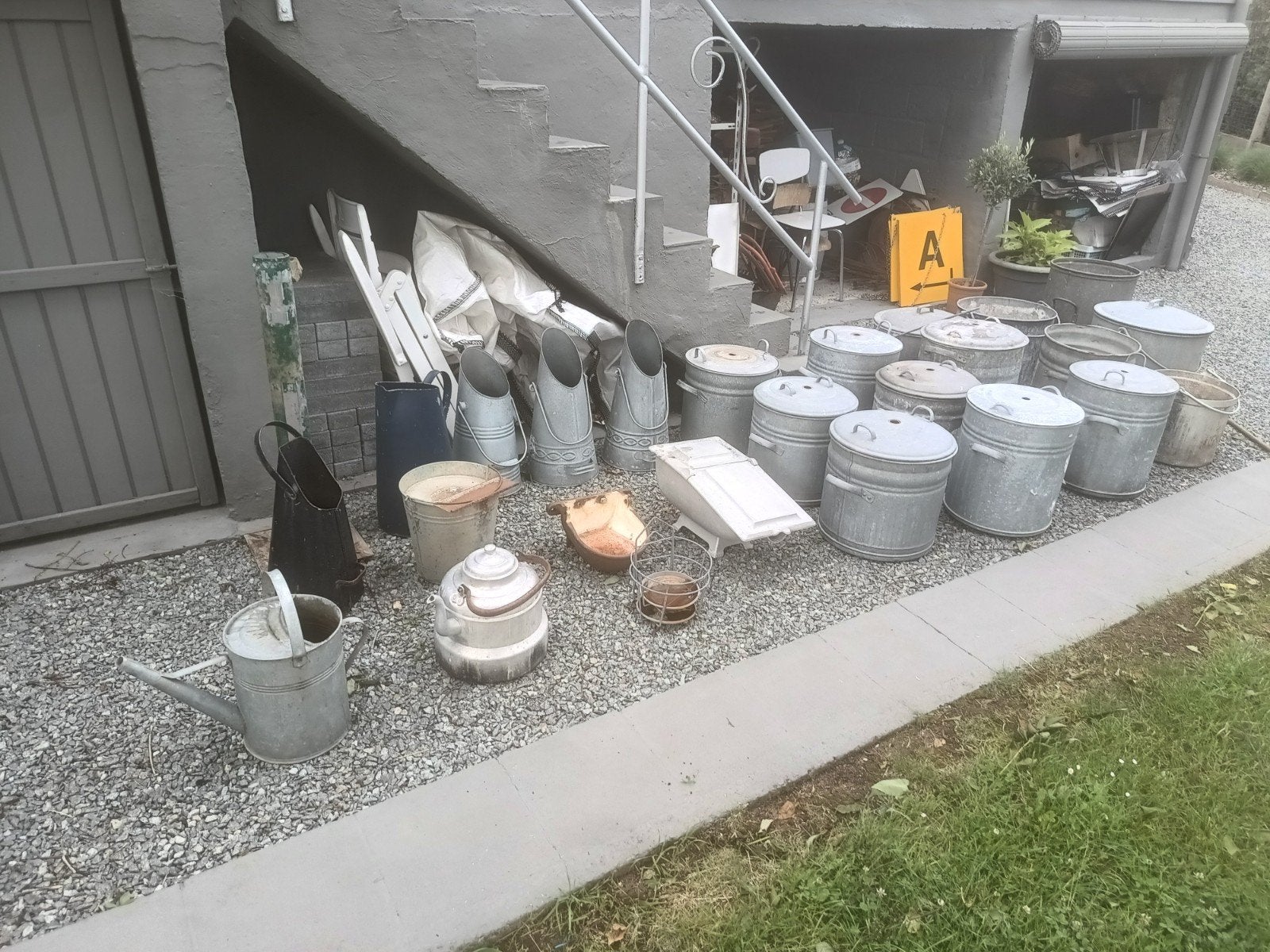 Lot zinken voorwerpen, Antiek en Kunst, Curiosa en Brocante, Ophalen