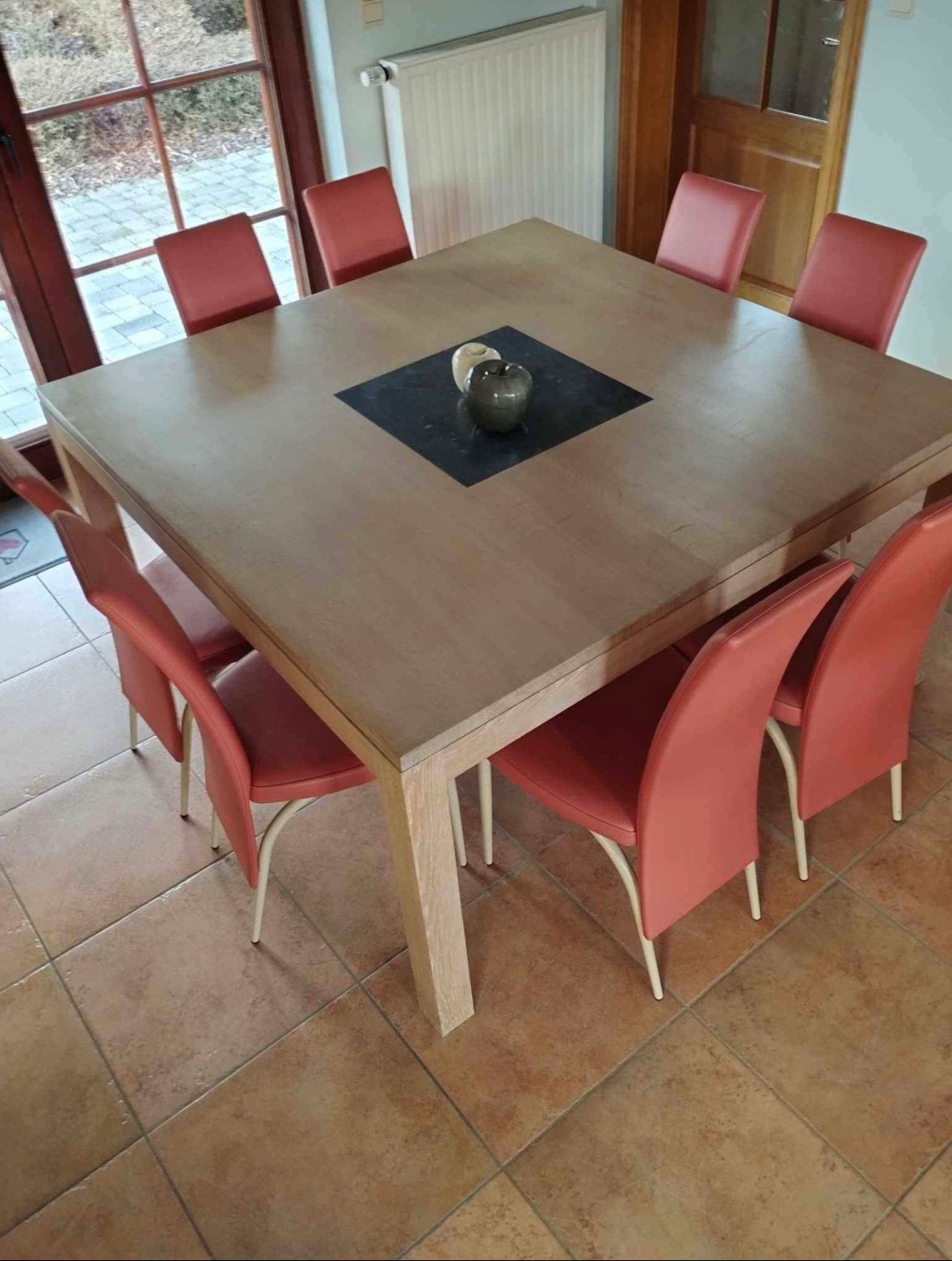 Vierkante eikenhouten tafel 1m50, Ophalen, Zo goed als nieuw, Classique, 75 – 100