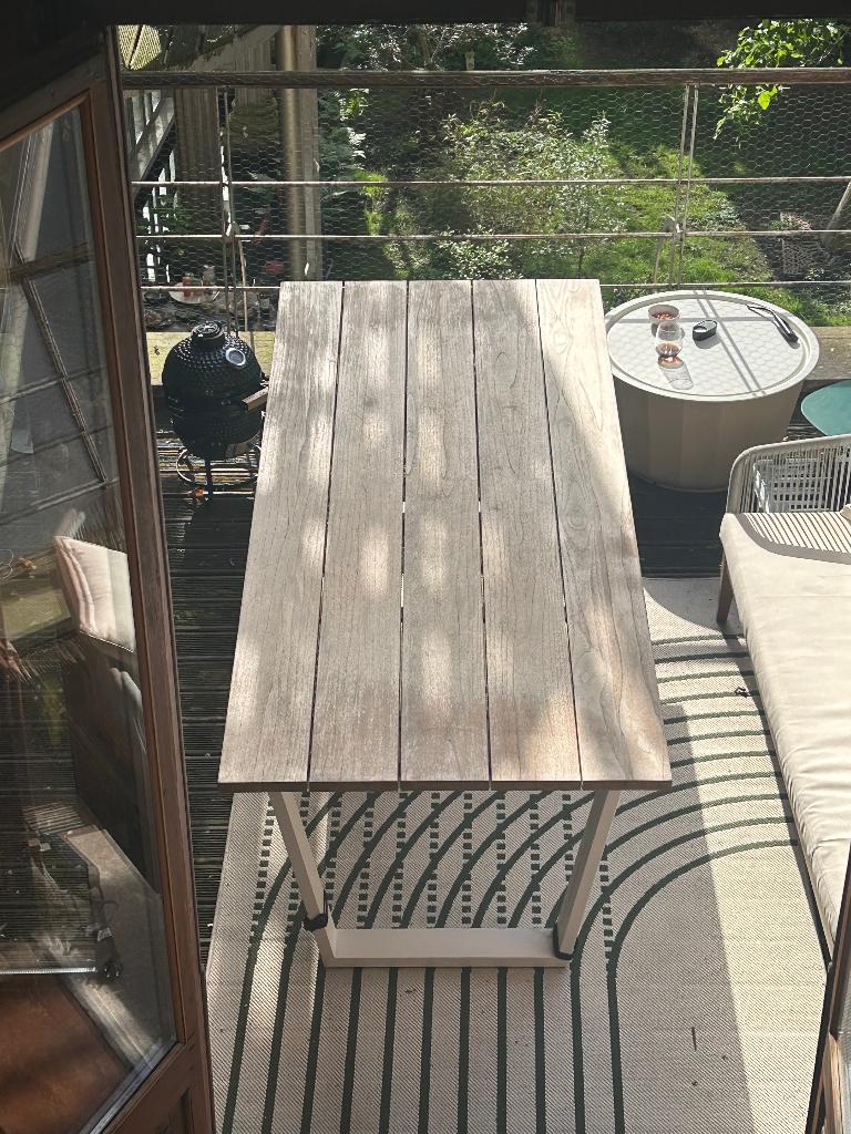Duurzame teak tafel 6-8 personen 240x100x75, Jardin & Terrasse, Tables de jardin, Enlèvement, Utilisé, Rectangulaire, Bois de teck