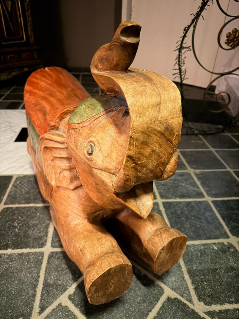 Exclusieve houten olifant - handgemaakt beeld, Ophalen, Houtsnijwerk, 50 - 100 cm, Zoogdier