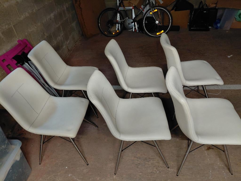 chaises blanches, Enlèvement, Blanc, Cuir, Cinq, Six Chaises ou plus