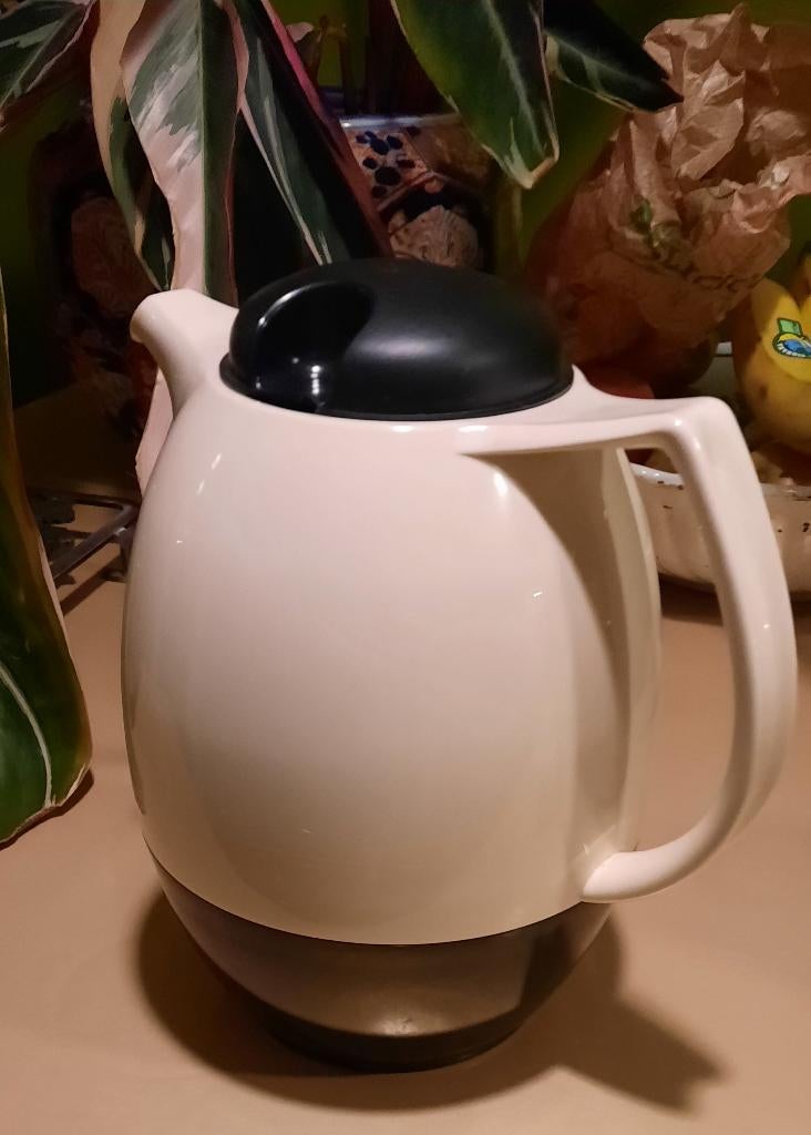 Vintage koffiepot - zwart en wit, Overige materialen, Gebruikt, Ophalen of Verzenden, Kom(men)