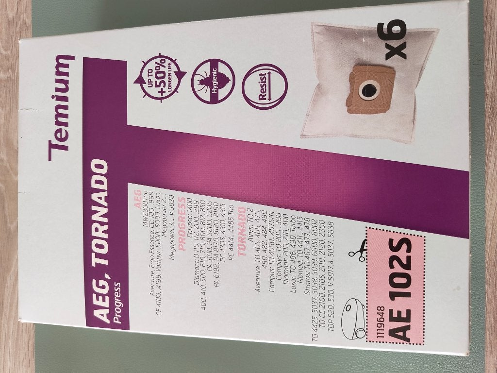5 Stofzuigerzakken AEG Tornado progress AE102S, Elektronische apparatuur, Stofzuigers, Overige typen, Nieuw, AEG, Ophalen