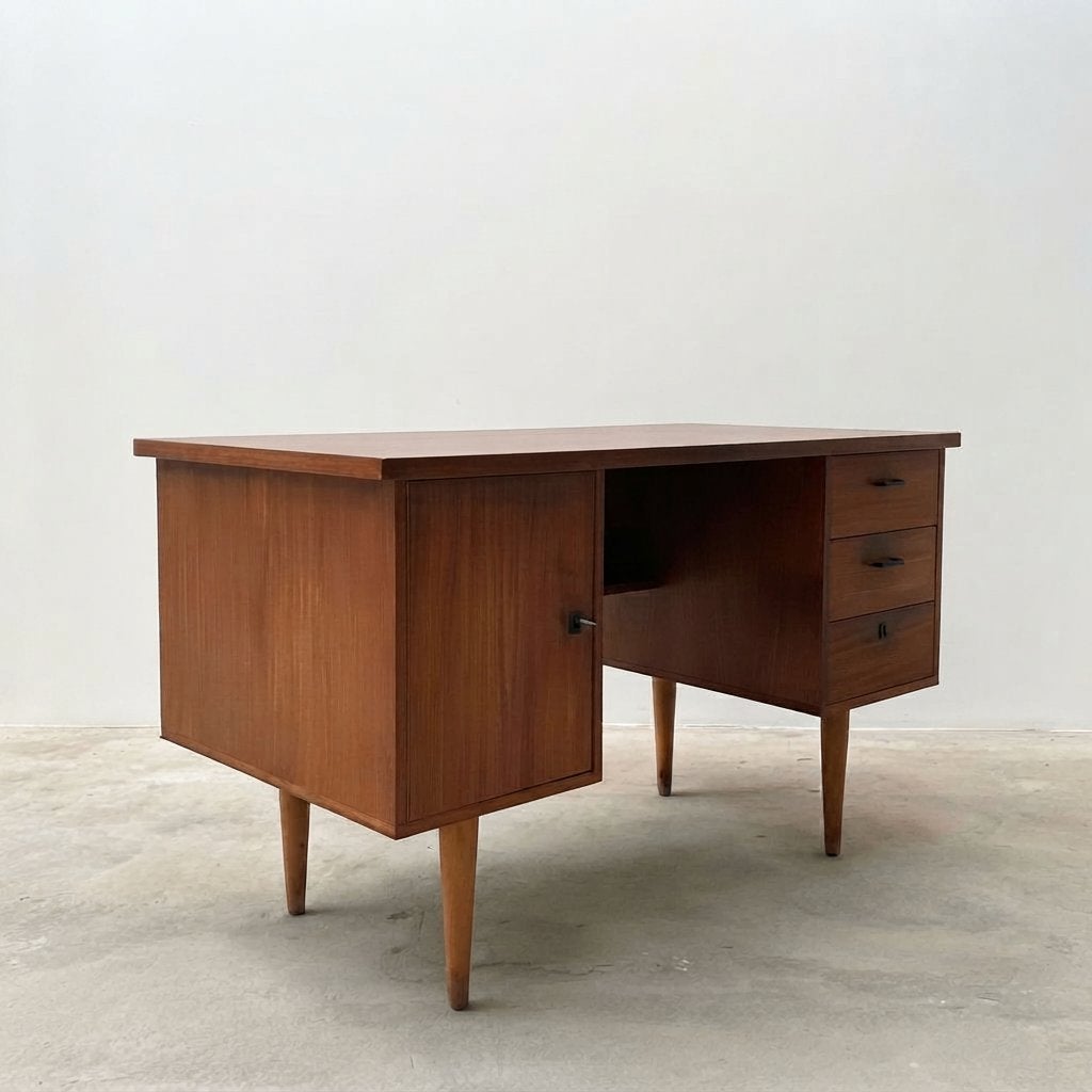 Vintage Mid-Century Modern Bureau (Jaren '60), Huis en Inrichting, Modern, Ophalen, Gebruikt